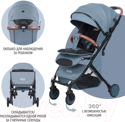 Изображение товара Детская прогулочная коляска Nuovita Giro Lux (бонди/черная рама)