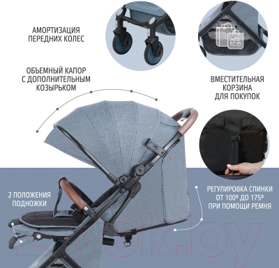 Изображение товара Детская прогулочная коляска Nuovita Giro Lux (бонди/черная рама)