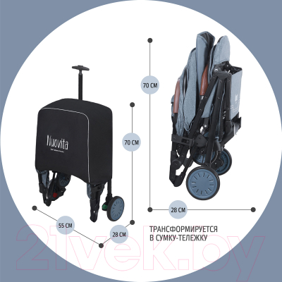Изображение товара Детская прогулочная коляска Nuovita Giro Lux (бонди/черная рама)