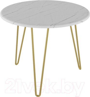 Журнальный столик Мебелик Рид Голд 430 (белый мрамор/золото)