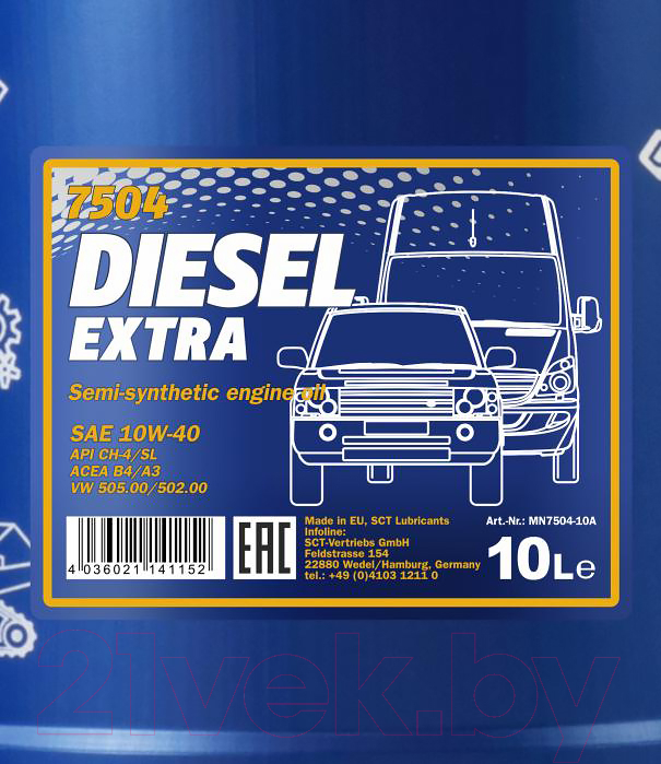 Моторное масло Mannol Diesel Extra 10W40 CH-4/SL / MN7504-10 (10л) — фото 2