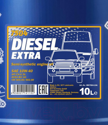 Моторное масло Mannol Diesel Extra 10W40 CH-4/SL / MN7504-10 (10л)