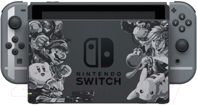Игровая приставка Nintendo Switch + Super Smash Bros. Ultimate (серый)