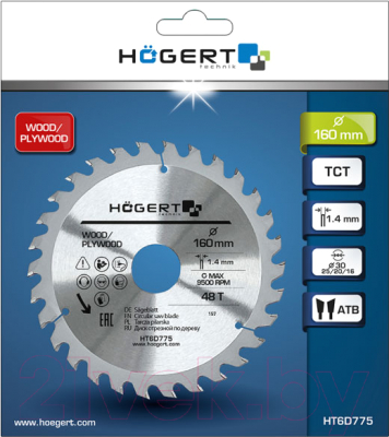 Изображение товара Пильный диск Hoegert HT6D775