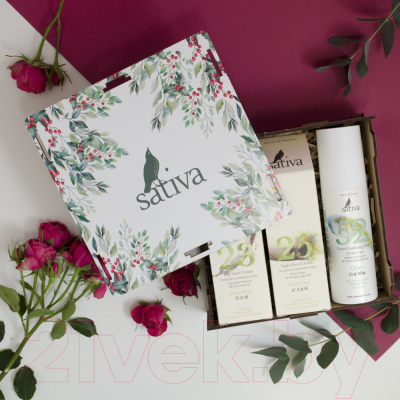 Изображение товара Набор косметики для лица Sativa Заряд энергии Крем день №23+Крем ночь №25+Молочко №52