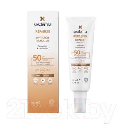 Крем солнцезащитный Sesderma Repaskin Dry Touch для лица с матовым эффектом SPF50 (50мл)