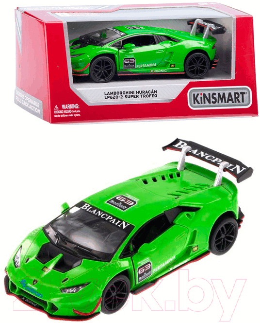 Масштабная модель автомобиля Kinsmart Lamborghini Huracan LP620-2 Super Trofeo / 5389WKT — фото 2