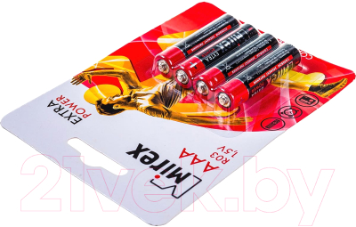 Комплект батареек Mirex R03 AAA / 23702-ER03-E4 (4шт)