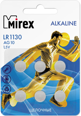 Комплект батареек Mirex AG10/LR1130 1.5V / 23702-LR1130-E6 (6шт)
