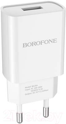 Адаптер питания сетевой Borofone BA20A 1USB (белый)