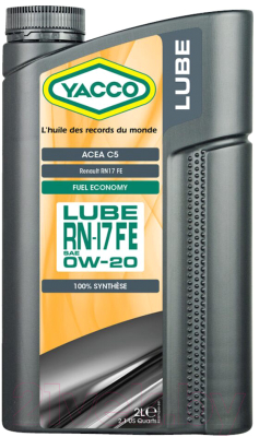 Моторное масло Yacco Lube RN17 0W20 FE (2л)