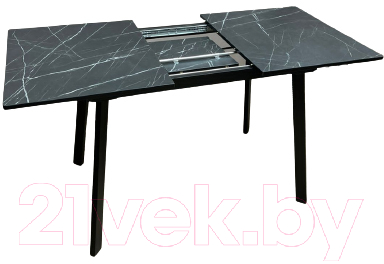 Обеденный стол Древпром М136 Турин ДП1-03-06 110-140x68 (мрамор черный/черный матовый)