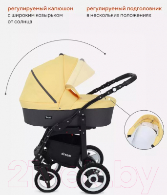 Детская универсальная коляска Rant Dream 3 в 1 (07, серый/желтый)