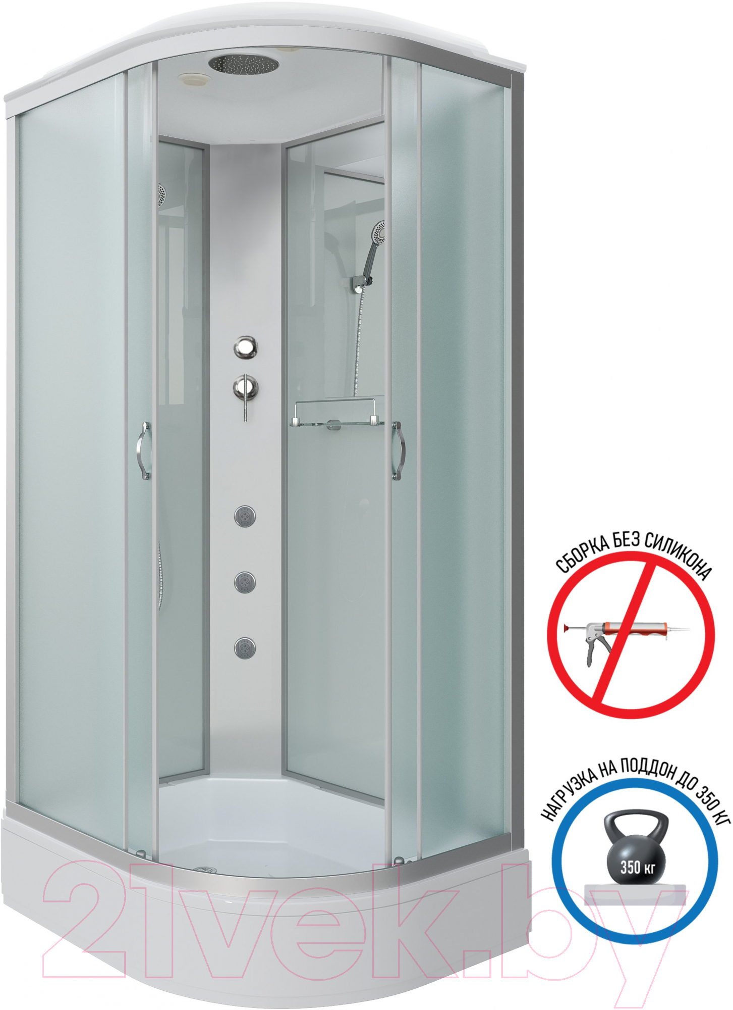 Душевая кабина Niagara NG-33084-14LG 100x80 (матовое стекло) — фото 2