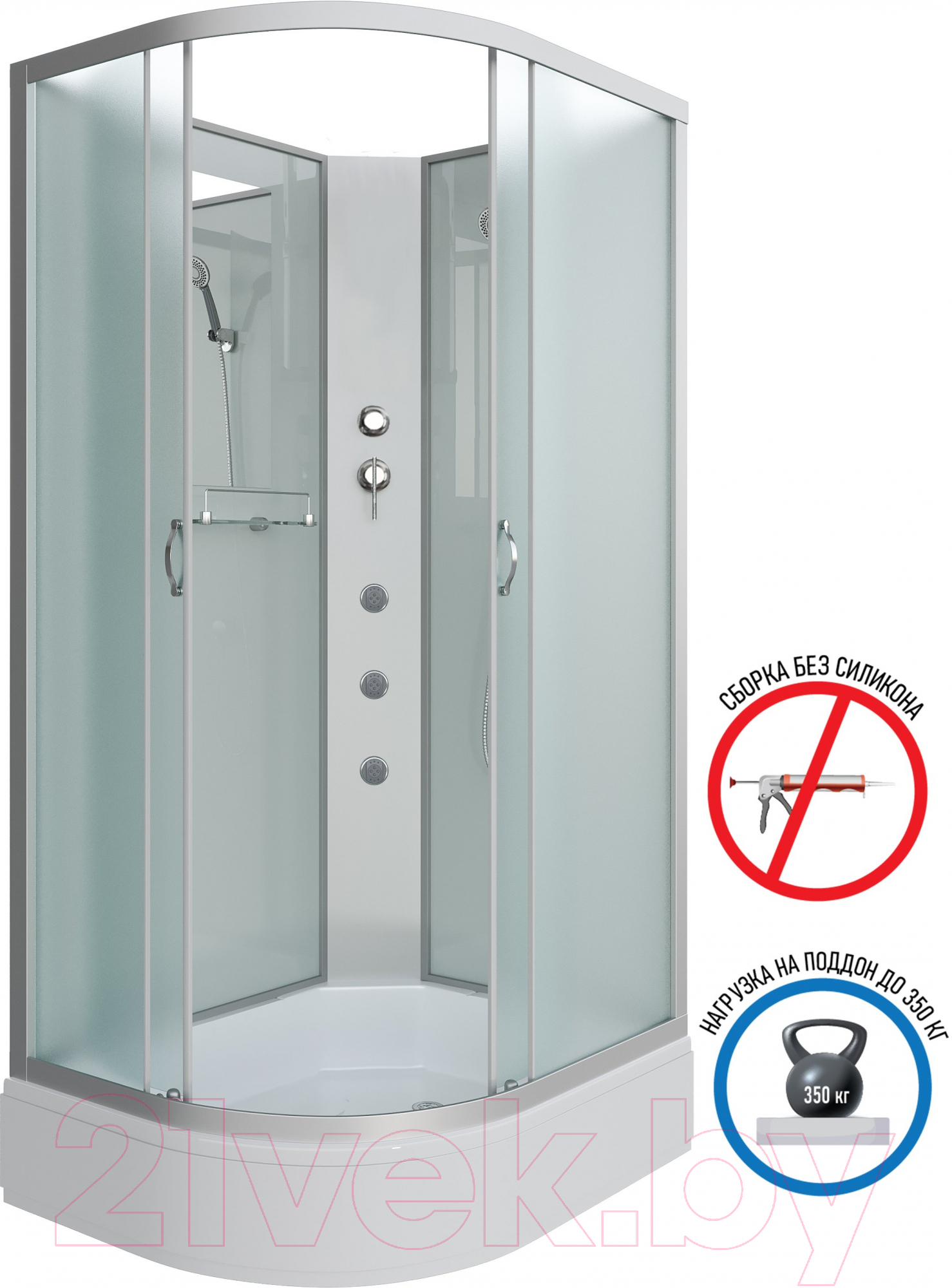 Душевая кабина Niagara NG-33084-14RBKG 100x80 (матовое стекло) — фото 2