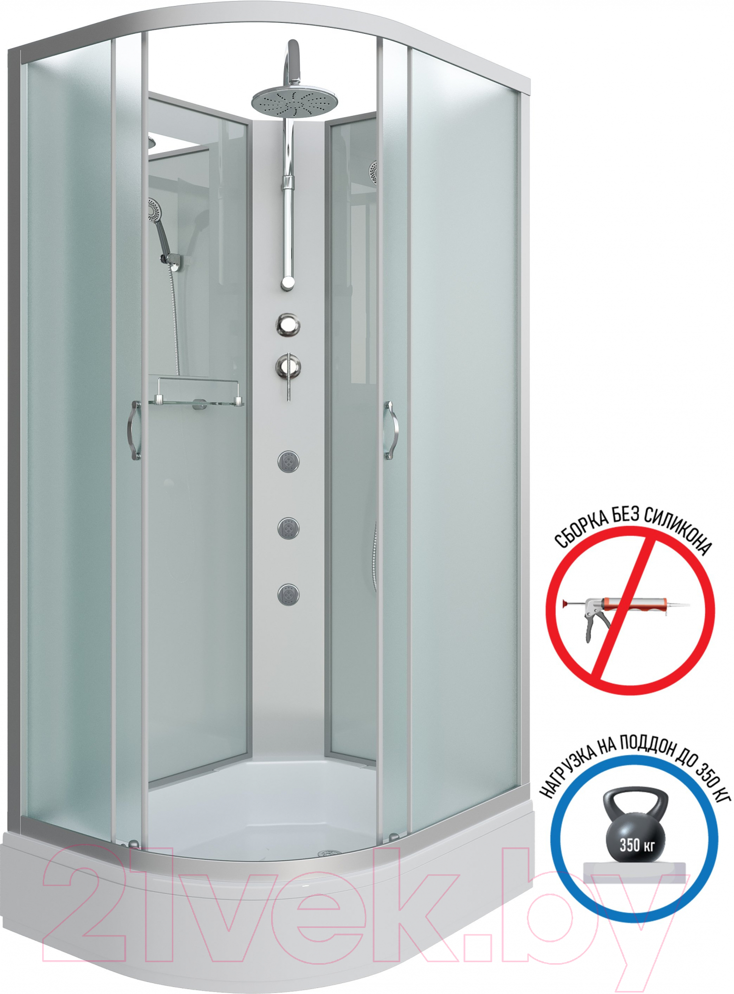 Душевая кабина Niagara NG-33084-14RBKTG 100x80 (матовое стекло) — фото 3