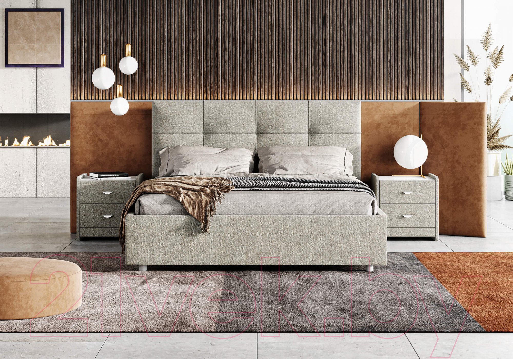 Каркас кровати Сонум Caprice 160x200 (замша пепельный) — фото 3