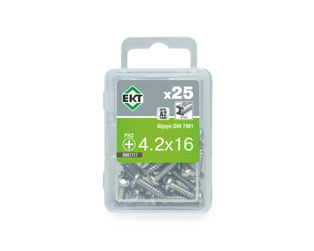 Шуруп ЕКТ С полукруглой головкой PH 4.2x16 DIN7981 / B007717 (25шт, сталь)