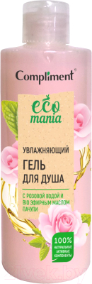 Гель для душа Compliment Ecomania Увлажняющий с розовой водой и BIO эфирным маслом пачули (400мл)