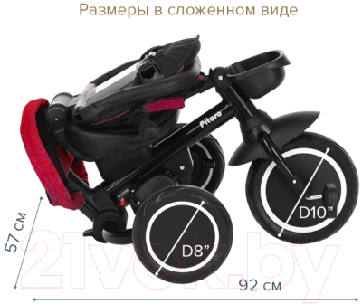 Трехколесный велосипед с ручкой Pituso Elite Plus / JY-T05Plus-Red (темно-красный)