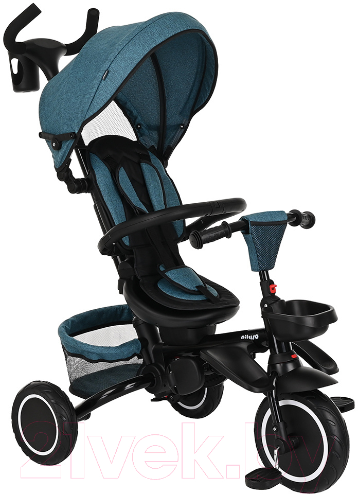 Трехколесный велосипед с ручкой Pituso Elite Plus / JY-T05Plus-Teal (сине-зеленый)