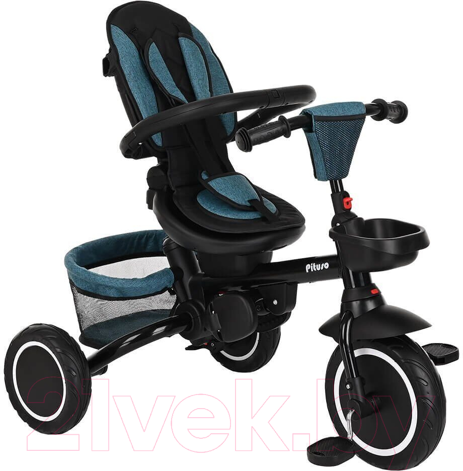Трехколесный велосипед с ручкой Pituso Elite Plus / JY-T05Plus-Teal (сине-зеленый) — фото 3
