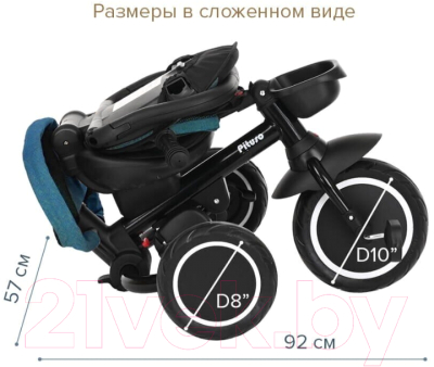 Трехколесный велосипед с ручкой Pituso Elite Plus / JY-T05Plus-Teal (сине-зеленый)