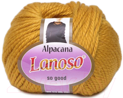 Пряжа для вязания Lanoso Alpacana 35% шерсть, 40% акрил, 25% альпака / 3022 (130м, горчичный)