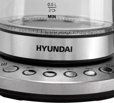 Электрочайник Hyundai HYK-G3026 (серебристый/черный)