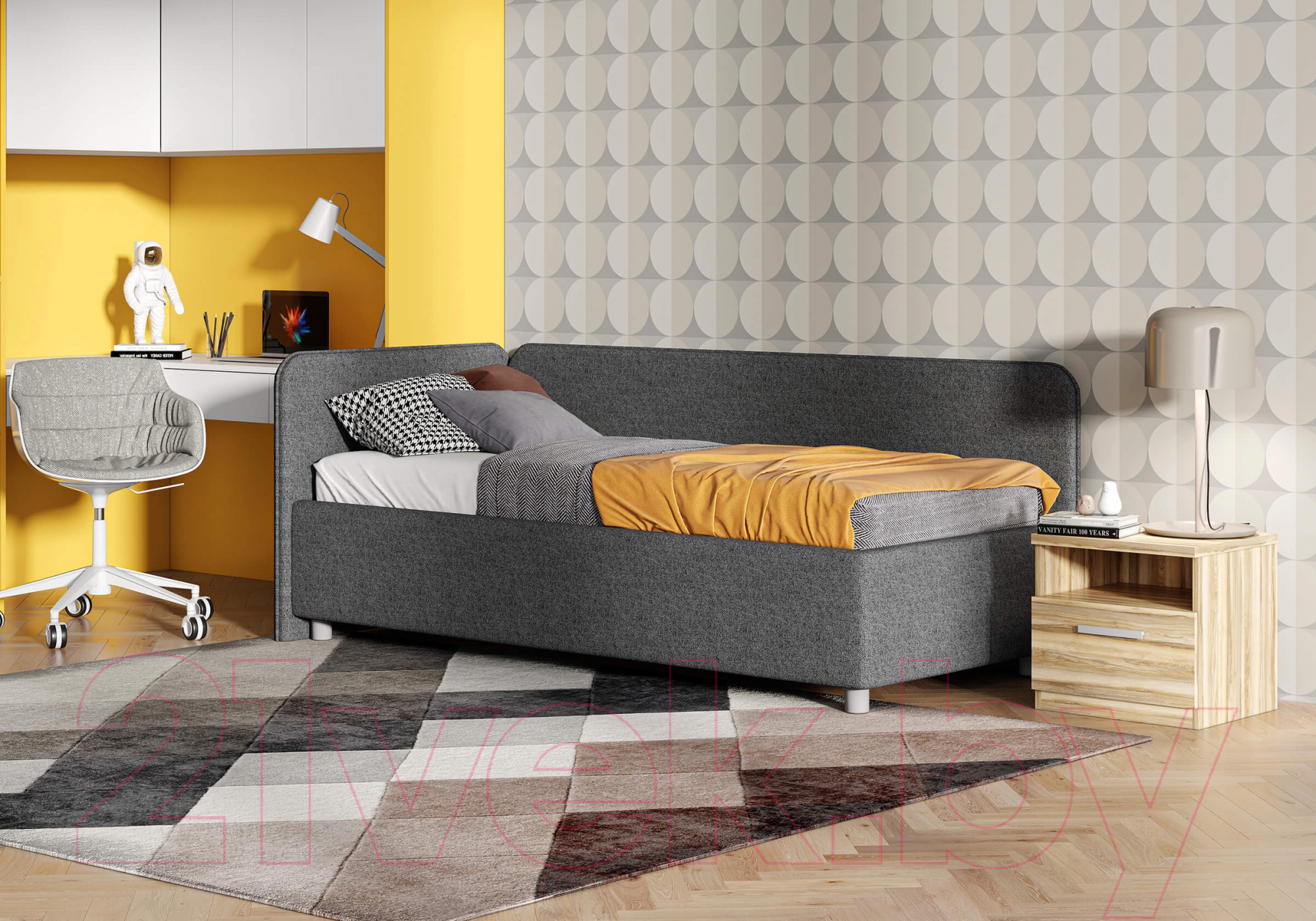 Каркас кровати Сонум Capri L 90x200 (рогожка графит) — фото 3