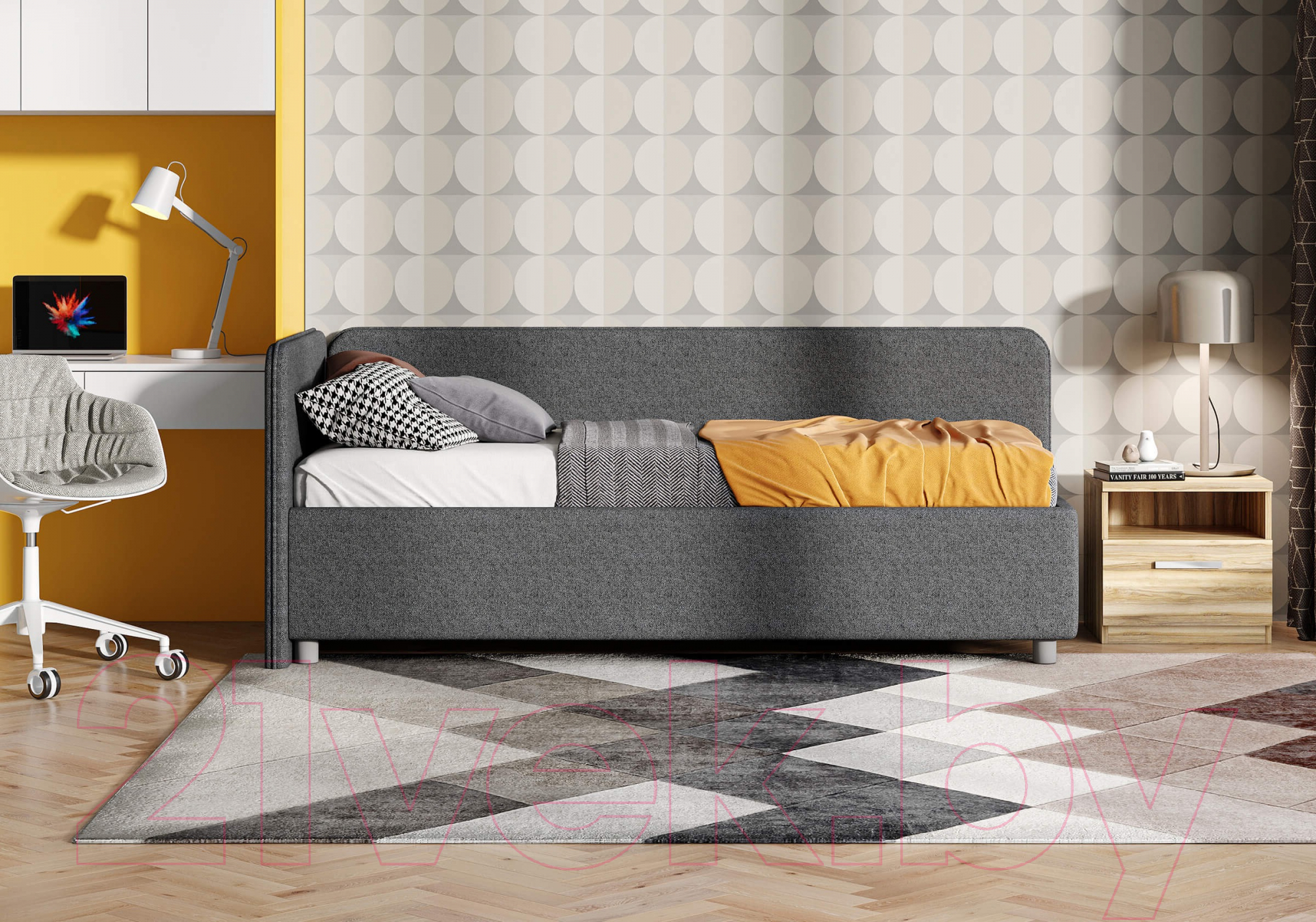 Каркас кровати Сонум Capri L 90x200 (замша бежевый) — фото 3