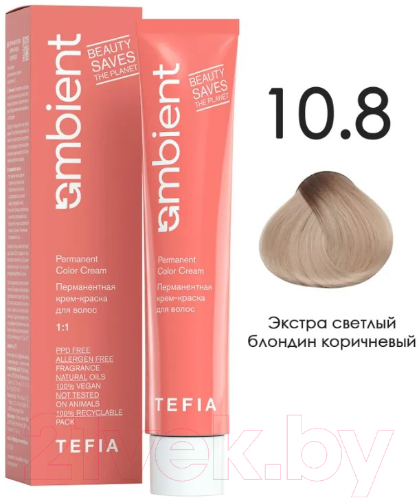 Крем-краска для волос Tefia Ambient Перманентная 10.8 (60мл, экстра светлый блондин коричневый) — фото 1