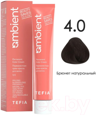 Крем-краска для волос Tefia Ambient Перманентная 4.0 (60мл, брюнет натуральный)