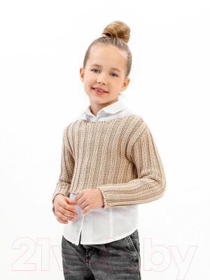 Свитер детский Amarobaby Knit Line / AB-OD21-KNITL2602/03-128 (бежевый, р.128)