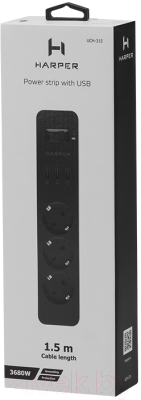 Сетевой фильтр Harper UCH-315 (черный)