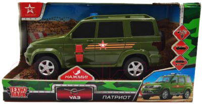 Автомобиль игрушечный Технопарк Уаз Патриот Армия России / PATRIOTBLACK-22PLARR-GN