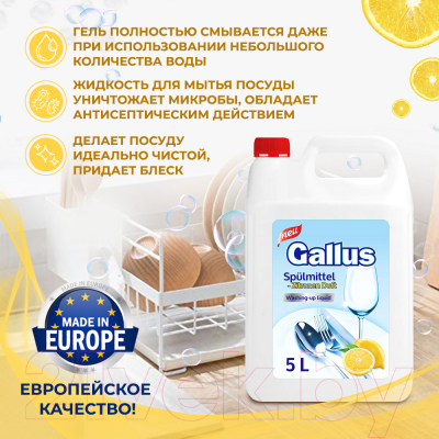 Средство для мытья посуды Gallus Лимон (5л)