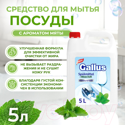 Средство для мытья посуды Gallus Мята (5л)