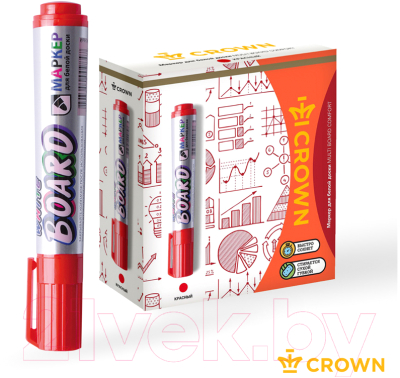 Изображение товара Маркер для доски CrowN Multi Board Comfort / WB-1000 (красный)
