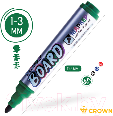 Маркер для доски CrowN Multi Board Comfort / WB-1000 (зеленый)