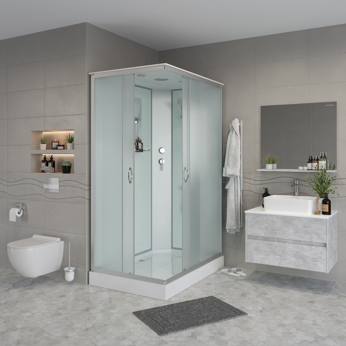Душевая кабина Niagara NG-43085-14Q 100x80 (матовое стекло) — фото 2