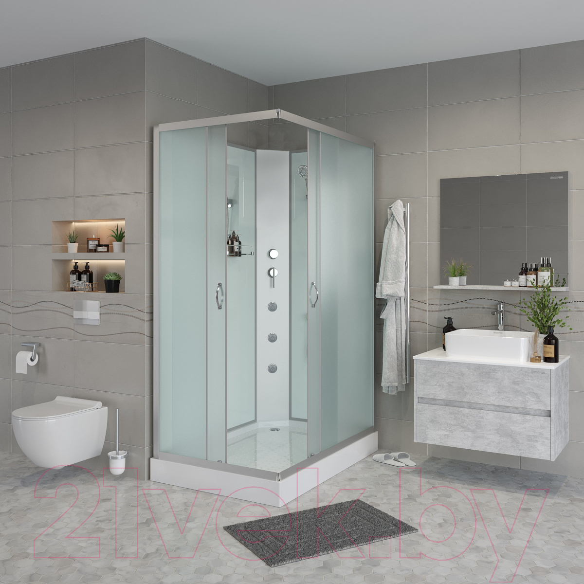 Душевая кабина Niagara NG-43085-14QBKG 100x80 (матовое стекло) — фото 2