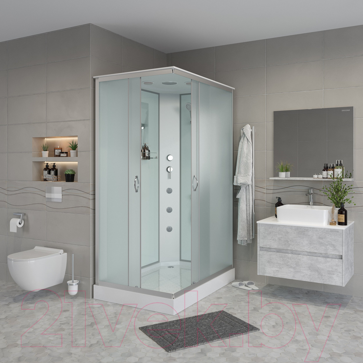 Душевая кабина Niagara NG-43085-14QP 100x80 (матовое стекло) — фото 2