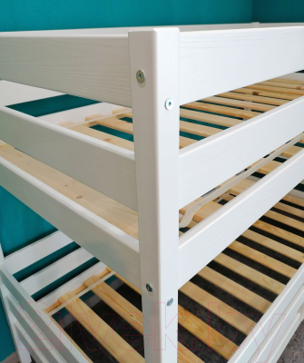 Двухъярусная кровать детская EcoWood Моритц 2 80х180 с бортиком / ECO.001.00042.80-180.W