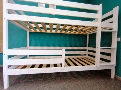 Двухъярусная кровать детская EcoWood Моритц 2 80х160 с бортиком / ECO.001.00042.80-160.W
