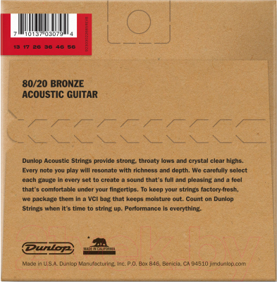 Струны для акустической гитары Dunlop Manufacturing DAB1356 AG-BRS MEDIUM-6/SET
