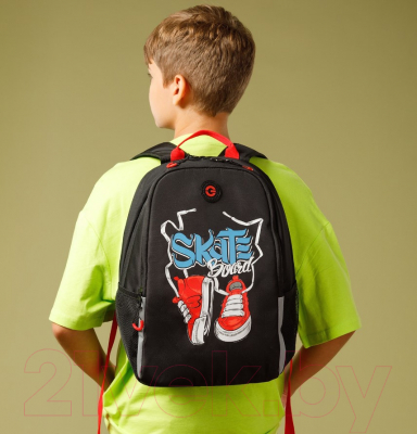 Школьный рюкзак Grizzly RB-351-7 (черный/красный)
