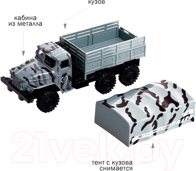 Автомобиль игрушечный Автоград Грузовик УРАЛ Пограничные войска / 9123797