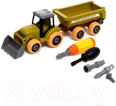 Игрушка-конструктор Sima-Land Трактор с 2 прицепами / 9279092