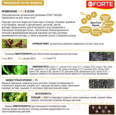 Удобрение Bona Forte Супер овощи. Обогащенное цеолитом и аминокислотами (2кг)